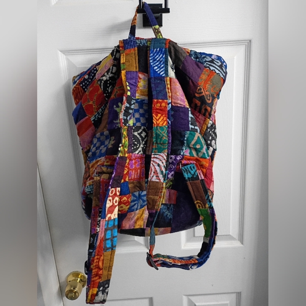 Reversible Colorful Patchwork Backpack - image 4
